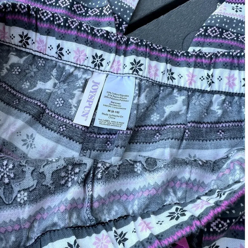 Joyspun Flannel Stripe PJ Bottoms, Women's M (8-10)